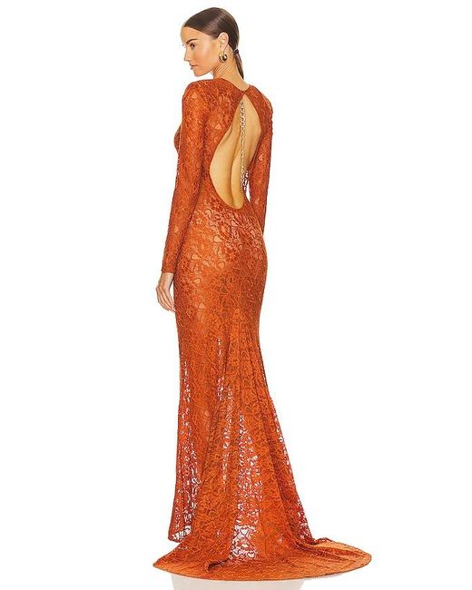 Bronx and Banco Orange Electra Lace Gown