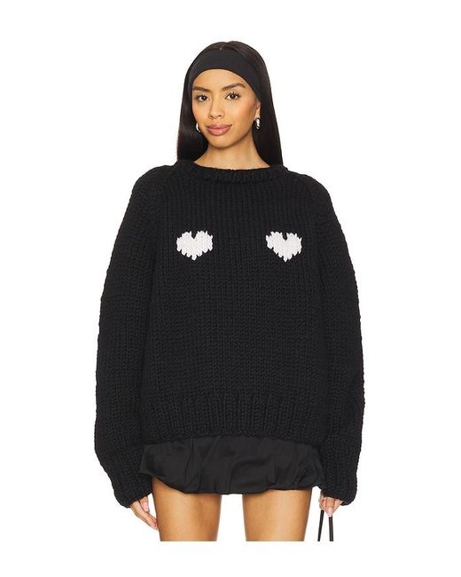 GOGO Sweaters Black Two Hearts Slouchy Pullover