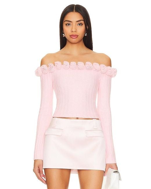 MAJORELLE Pink Jalin Rosette Sweater
