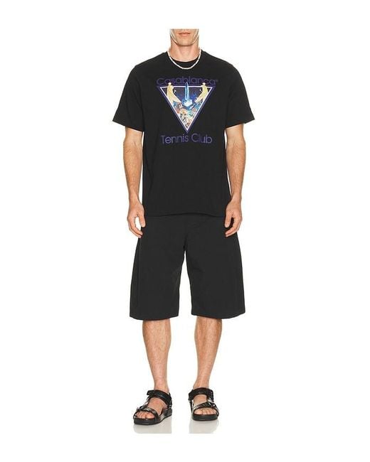 Casablanca Black Monde Perdu Tennis Club Icon Printed Classic T-Shirt for men
