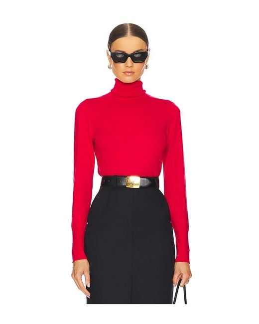 L'Agence Red Flora Turtleneck Top