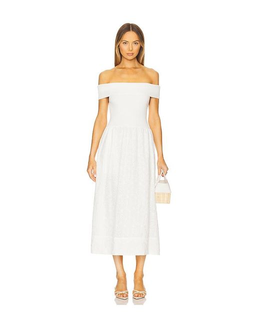 Astr White Schulterfreies Mixed-Media-Kleid