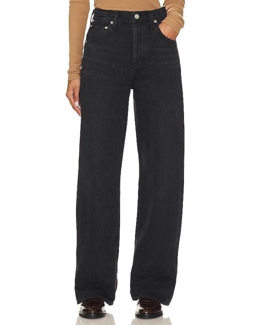 Citizens of Humanity Black Ayla Baggy Cuffed Crop Jeans