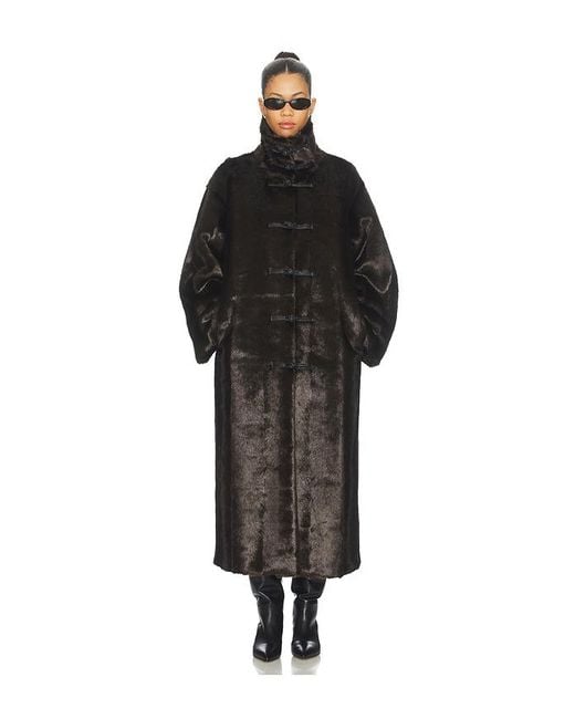 Abrigo De Piel Sintética Mandarín En Color Marrón Talla (También En 36, 38) Rohe de color Black