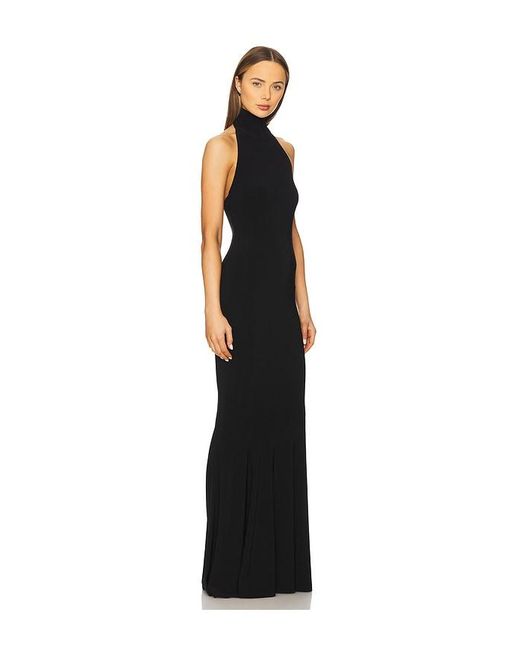 Norma Kamali Black Halter Fishtail Gown