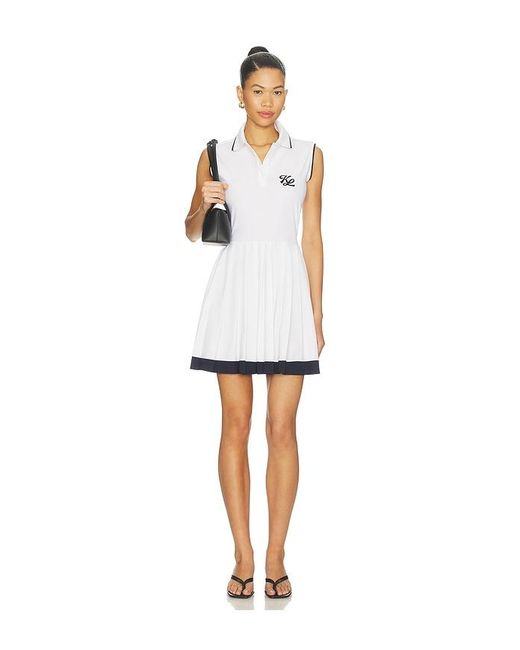 Khalhon White Club Trim Pleated Dress