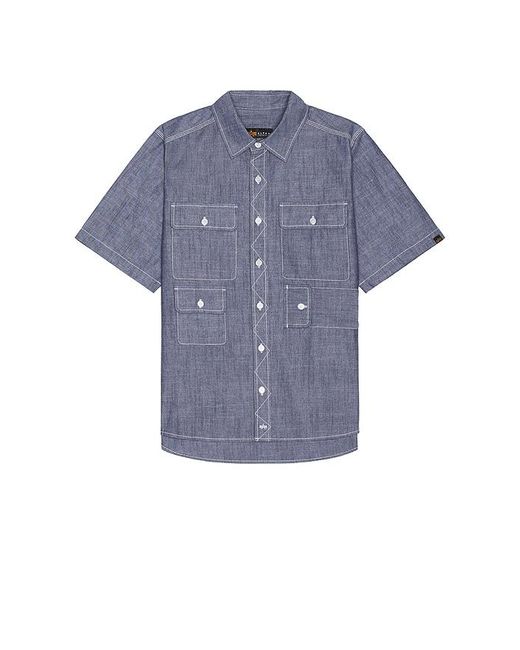 Alpha Industries Blue Short Sleeve Multi Pocket Shirt for men