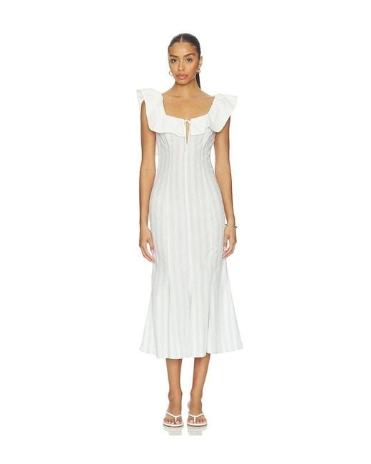 LPA White Harper Midi Dress