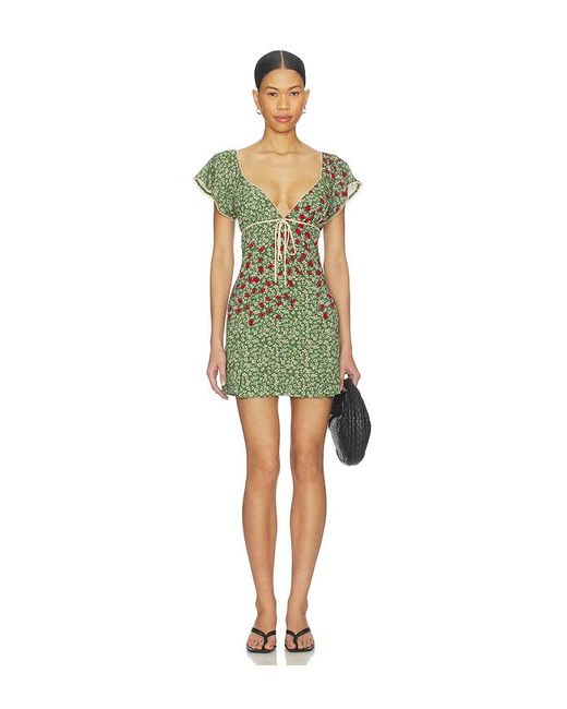 Free People Green Backroads Mini Dress