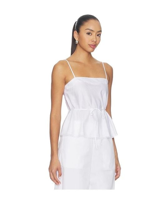 Leset White Yoko Lace Tank Top