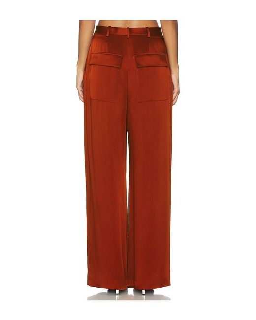 LAPOINTE Red Satin Relaxed Pleated Pant