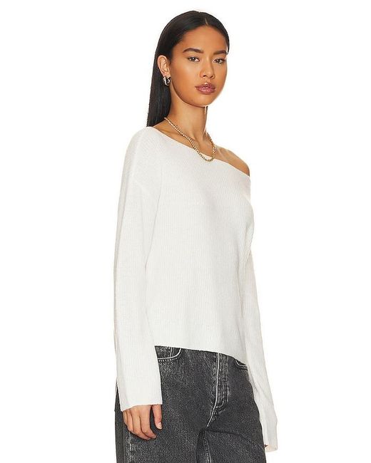 Lovers + Friends White Alayah Off Shoulder Sweater
