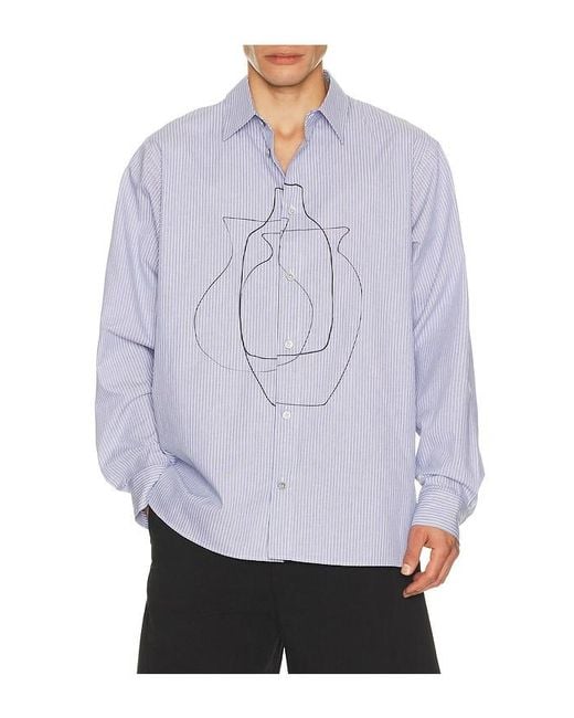 LE17SEPTEMBRE White Printed Striped Shirt for men
