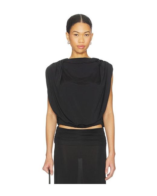 The Line By K Black Bobi Draped Shell Top