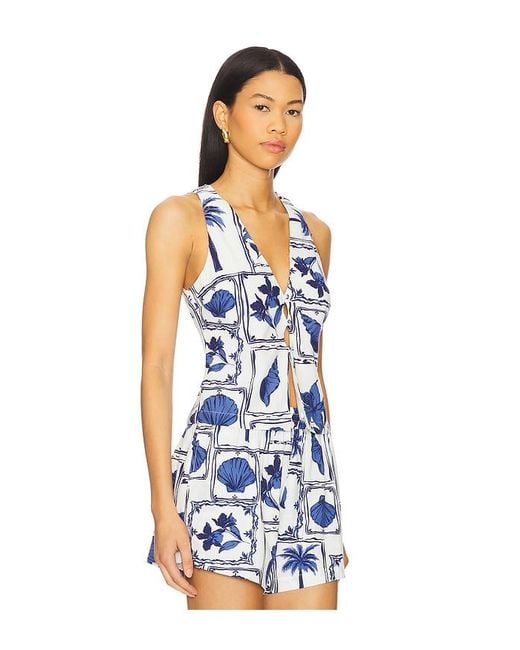 MINKPINK Blue Sylvie Keyhole Top