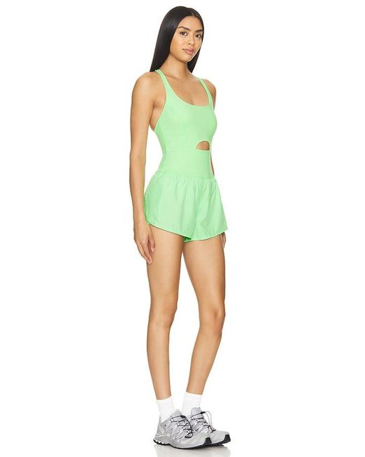 Free People Green X Fp Movement Righteous Runsie In Neon Lime