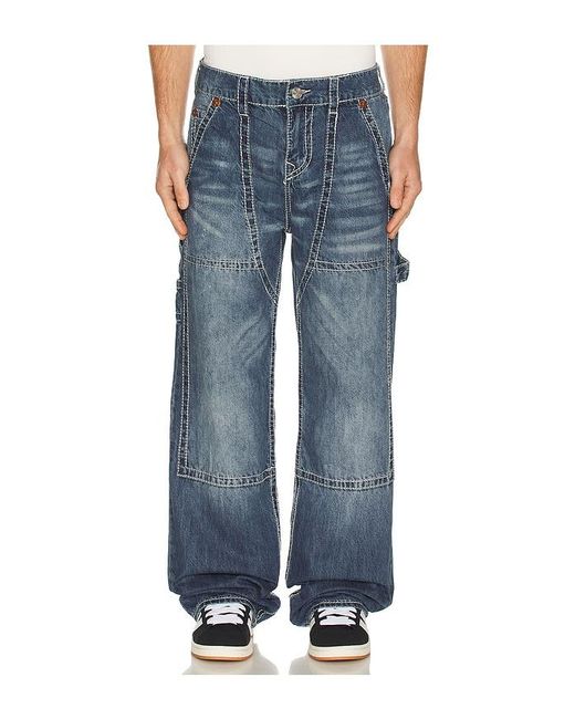 True Religion Blue Vinny Ultra Baggy Carpenter Big T Denim Pant for men