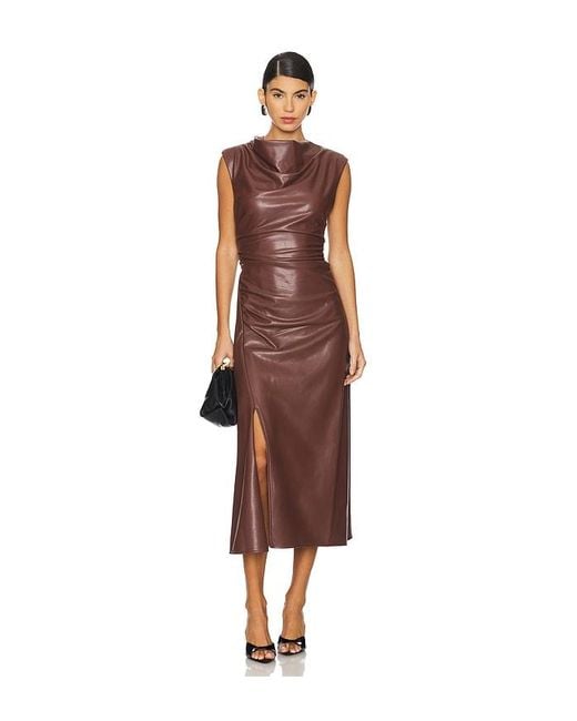 Jonathan Simkhai Brown Burke Sleeveless Draped Midi Dress