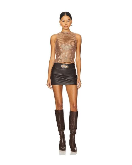superdown Black Sequin Embellished Mesh Keyhole Top
