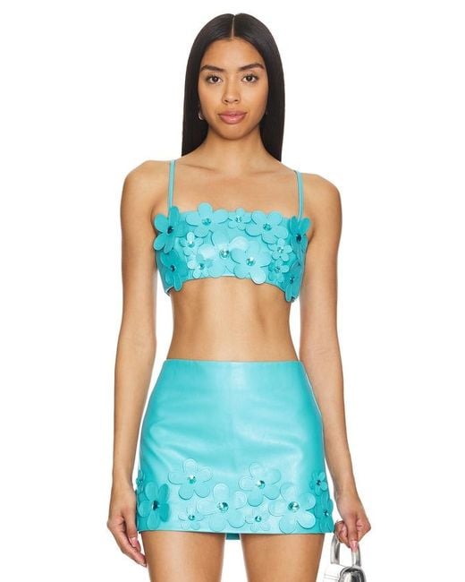 Lovers + Friends Blue Nova Faux Leather Crop Top