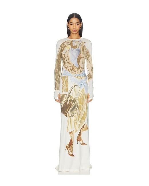 MARRKNULL Natural Printed Top