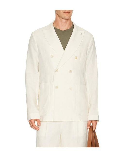 DISTRETTO12 Natural Certo Double Breasted Blazer for men