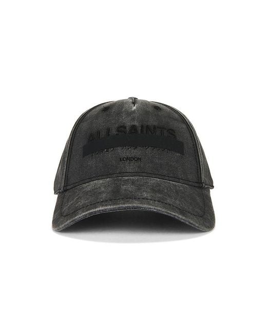 AllSaints Black Strikethrough Baseball Cap for men