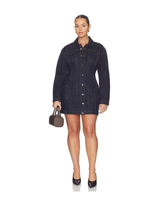 GOOD AMERICAN Blue Barrel Long Sleeve Mini Dress