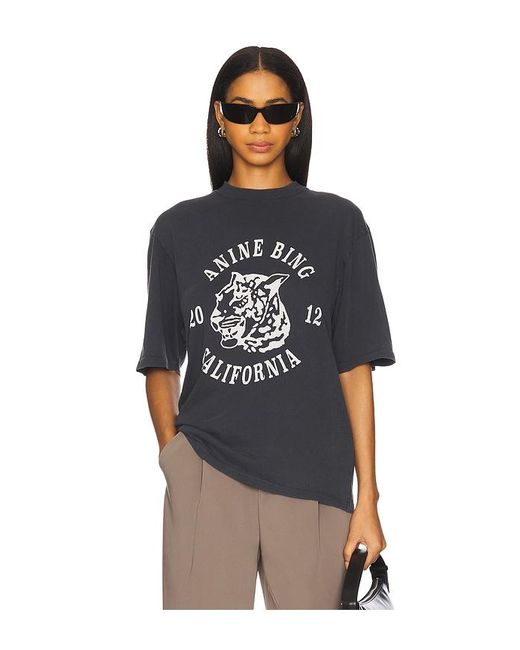 【ANINE BING】カレッジレオパードアヴィTシャツ ANINE BING Avi Tee - Black And Brown Leopard