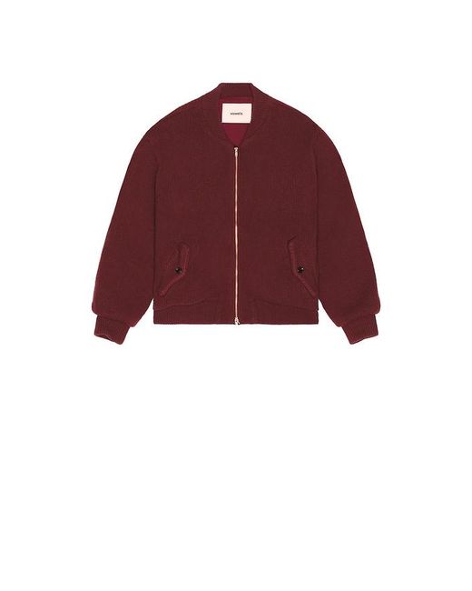 vowels Red Knitted Bomber Jacket for men