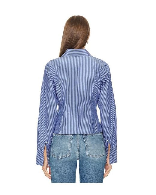Helsa Blue Pinstripe Poplin Fitted Shirt
