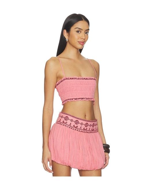 Rococo Sand Pink Smocking Bandeau Top