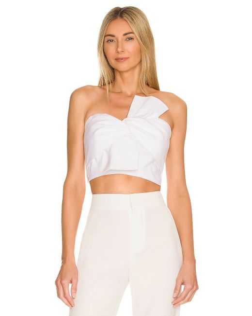 MILLY White Bree Linen Bow Top