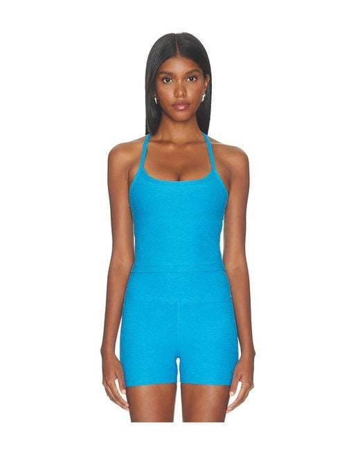 Beyond Yoga Blue Spacedye Slim Racerback Cropped Tank Top