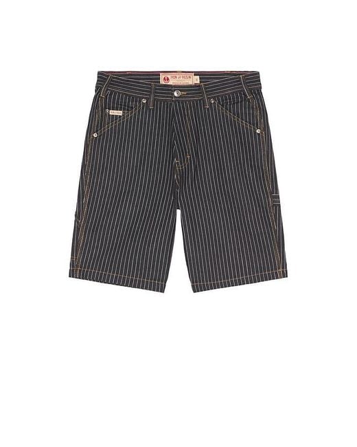 Iron & Resin Black Dennis Striped Denim Shorts for men