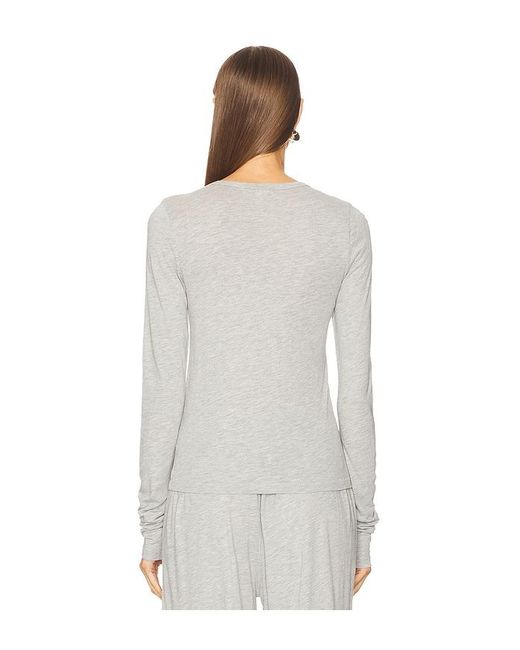 ÉTERNE White Fitted Crewneck Long Sleeve Top