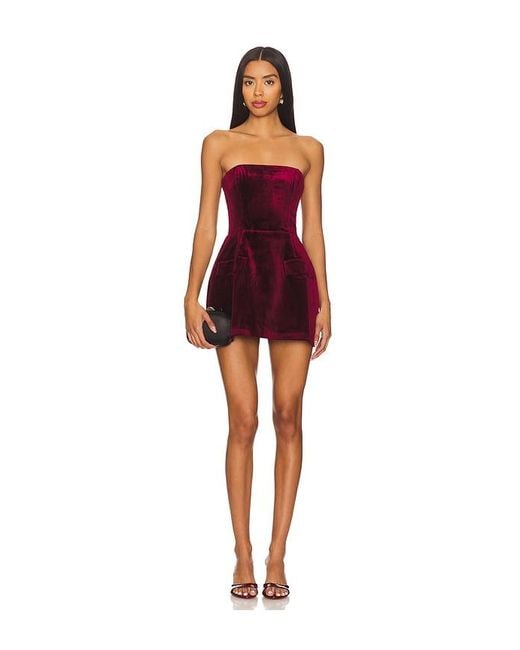 Amanda Uprichard Red Velvet Strapless Bethany Romper
