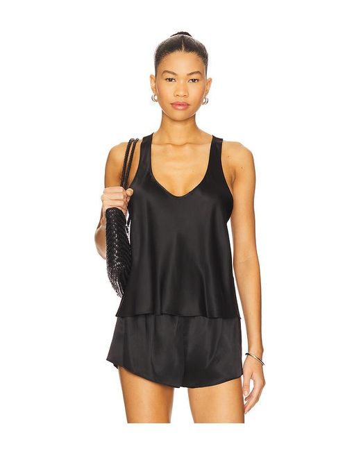 Enza Costa Silk Satin Tank Top Black