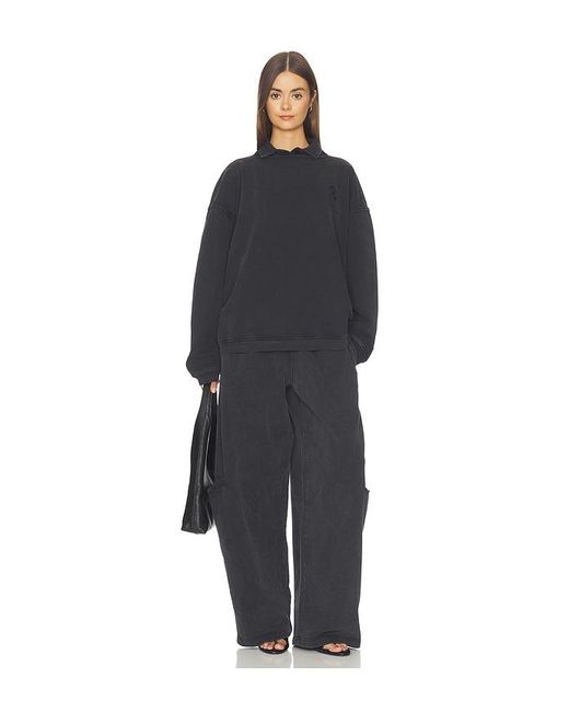 Alexander Wang Black Prestyled Slashed Crewneck With Polo Dickie