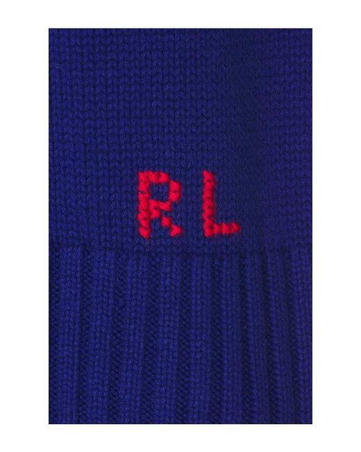 Polo Ralph Lauren Blue Cotton Bear Crew Neck Pullover Sweater