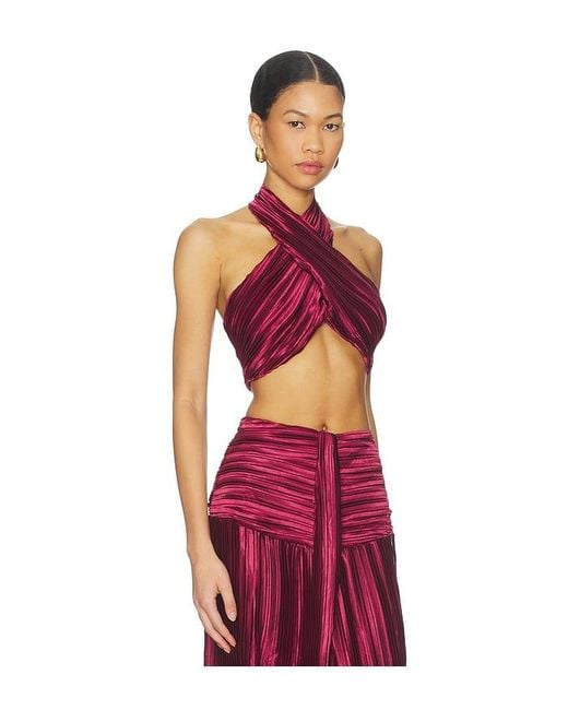 Sonya Moda Red Joelle Plisse Halter Top