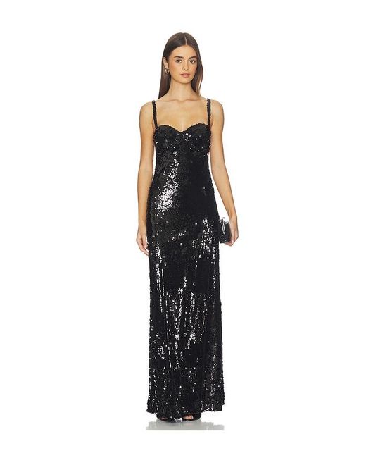 L'Agence Black Sayla Bias Cut Maxi Dress
