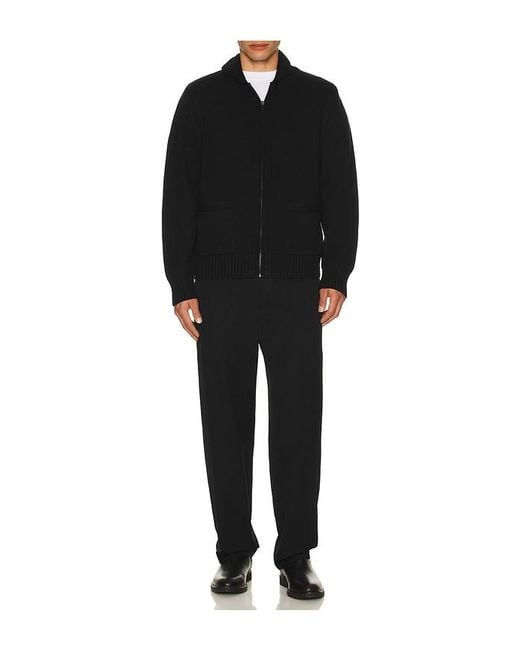 Schott Nyc Black Zip Front Sweater for men