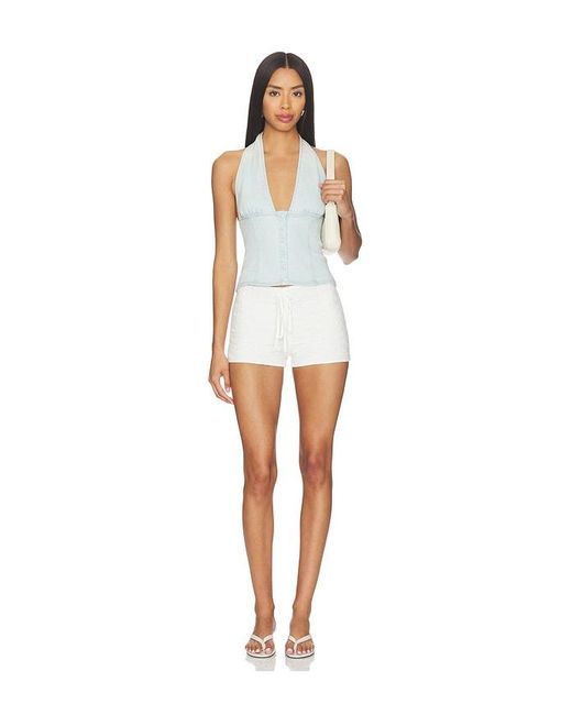 Free People White Ramona Denim Halter