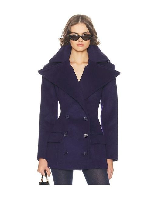 Helsa Blue The Dramatic Collar Peacoat