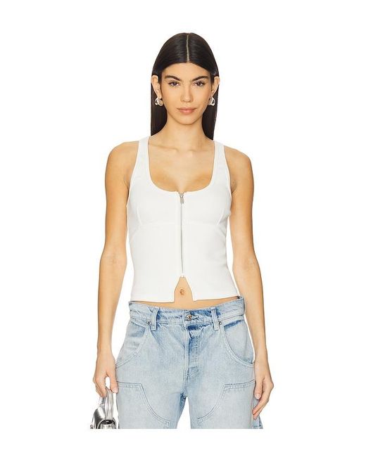 A.Brand White Addison Racer Top