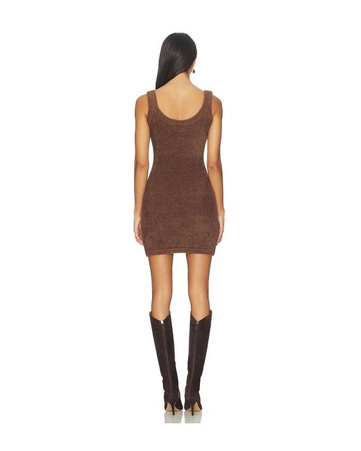 SNDY'S Brown Kailey Fluffy Mini Dress