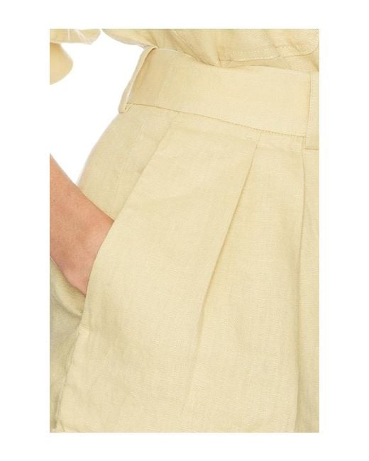 Helsa Natural Washed Linen Pleated Short