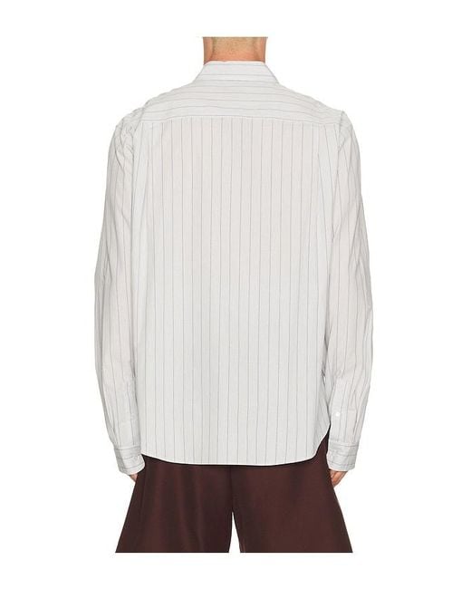 vowels White Long Sleeve Striped Button Down Shirt for men
