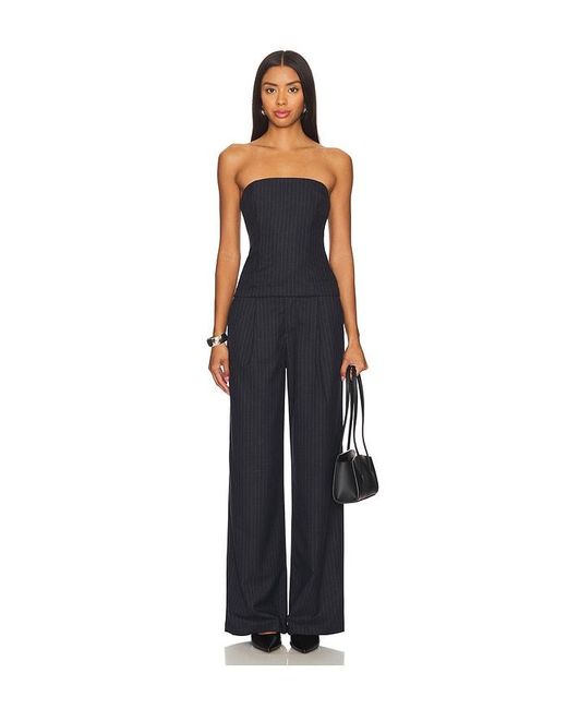 House of Harlow 1960 Black Pinstripe Strapless Wrap Top